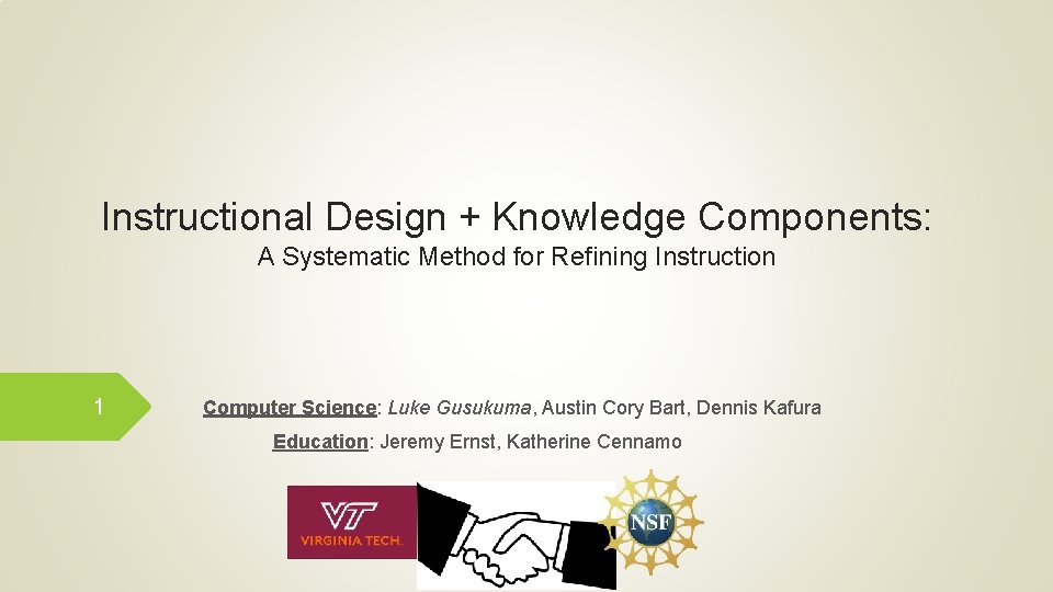 Instructional Design Knowledge Components A Systematic Method for