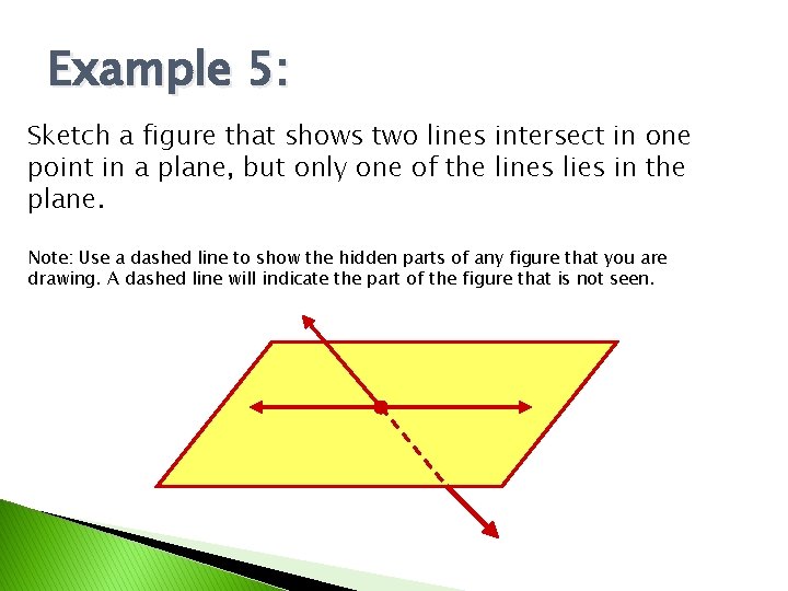 Example 5: Sketch a figure that shows two lines intersect in one point in