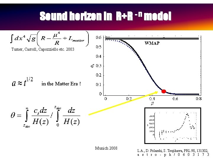 Sound horizon in R+R - n model Turner, Carroll, Capozziello etc. 2003 in the