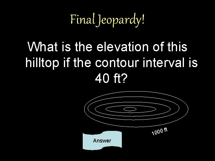 Final Jeopardy! What is the elevation of this hilltop if the contour interval is