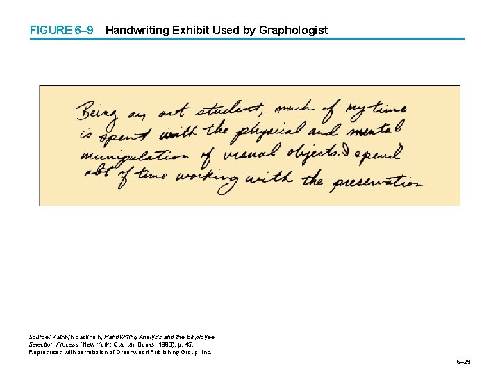 FIGURE 6– 9 Handwriting Exhibit Used by Graphologist Source: Kathryn Sackhein, Handwriting Analysis and