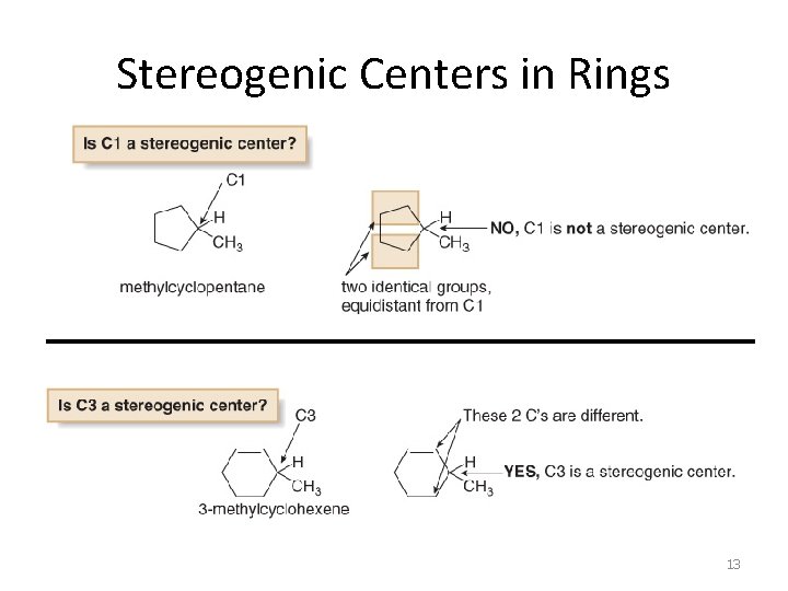 Stereogenic Centers in Rings 13 