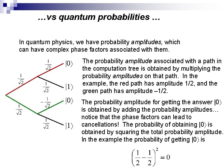 …vs quantum probabilities … In quantum physics, we have probability amplitudes, which can have