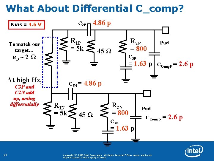 What About Differential C_comp? C 2 P = Bias = 1. 5 V R