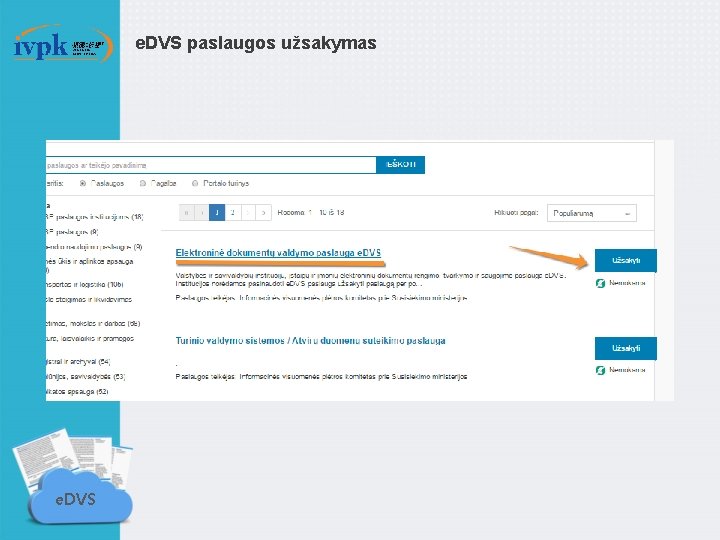 e. DVS paslaugos užsakymas e. DVS 