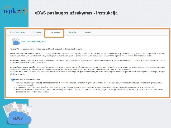 e. DVS paslaugos užsakymas - Instrukcija e. DVS 