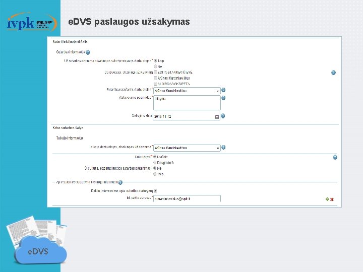 e. DVS paslaugos užsakymas e. DVS 