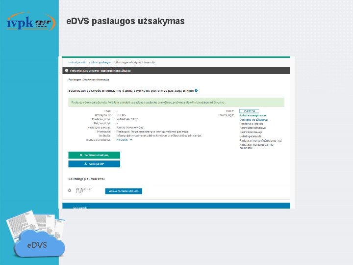 e. DVS paslaugos užsakymas e. DVS 