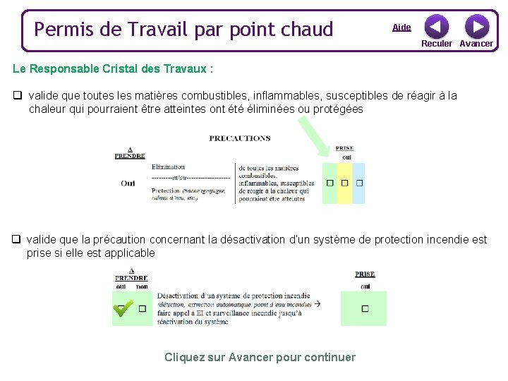 Permis de Travail par point chaud Aide Reculer Avancer Le Responsable Cristal des Travaux