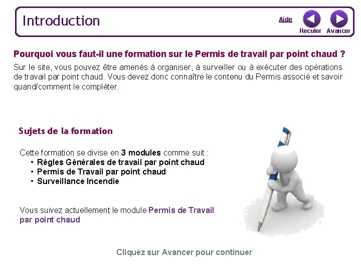 Introduction Aide Reculer Avancer Pourquoi vous faut-il une formation sur le Permis de travail