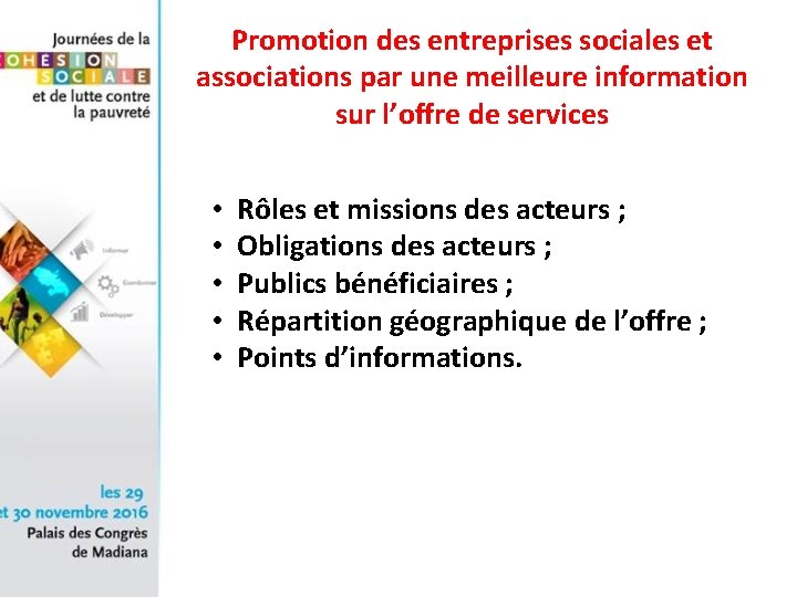 Promotion des entreprises sociales et associations par une meilleure information sur l’offre de services
