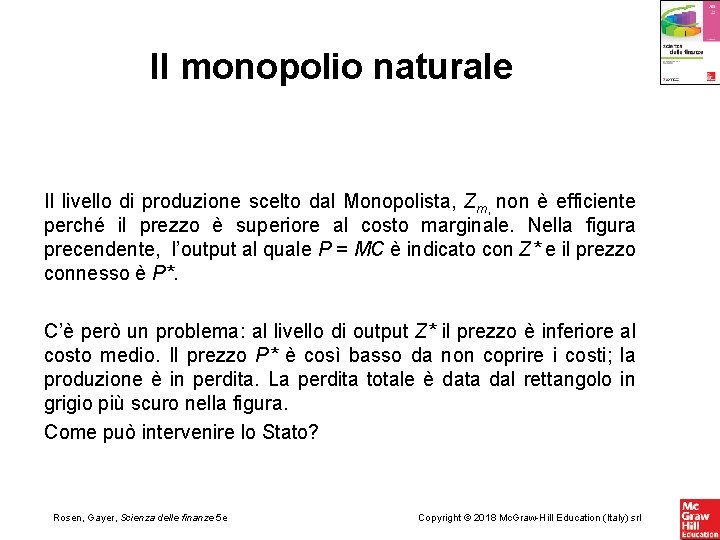 Il monopolio naturale Il livello di produzione scelto dal Monopolista, Zm, non è efficiente
