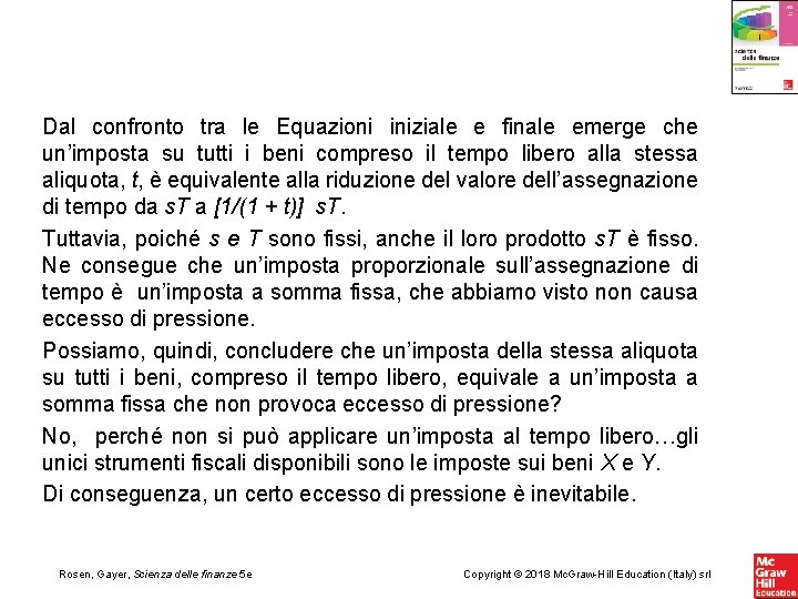 Dal confronto tra le Equazioni iniziale e finale emerge che un’imposta su tutti i