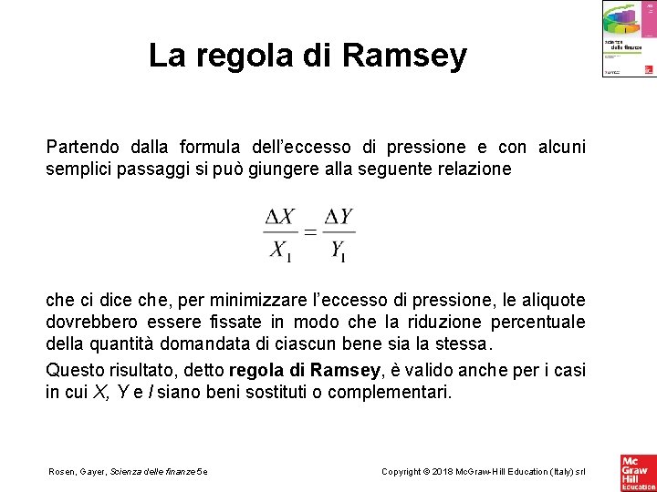 La regola di Ramsey Partendo dalla formula dell’eccesso di pressione e con alcuni semplici