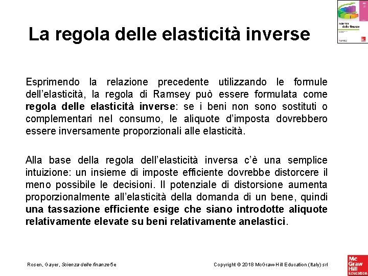 La regola delle elasticità inverse Esprimendo la relazione precedente utilizzando le formule dell’elasticità, la