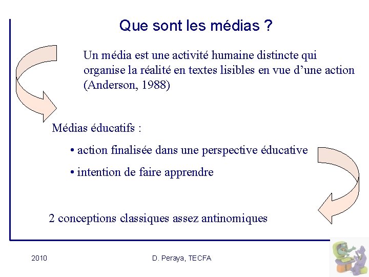 Que sont les médias ? Un média est une activité humaine distincte qui organise