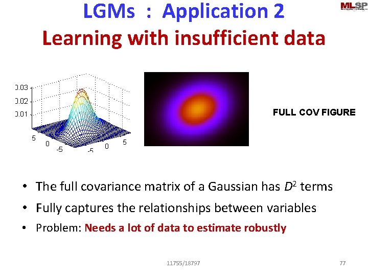 LGMs : Application 2 Learning with insufficient data FULL COV FIGURE • The full