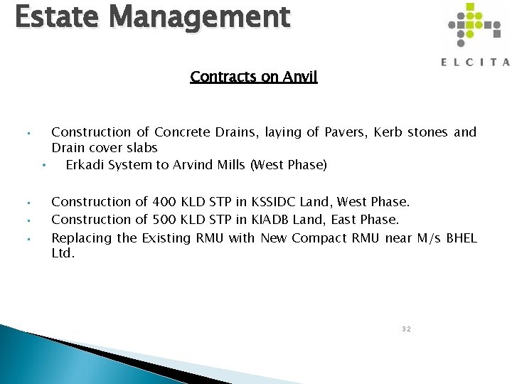 Estate Management Contracts on Anvil • • Construction of Concrete Drains, laying of Pavers,