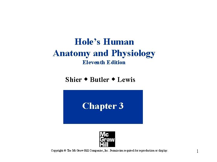 Hole’s Human Anatomy and Physiology Eleventh Edition Shier w Butler w Lewis Chapter 3