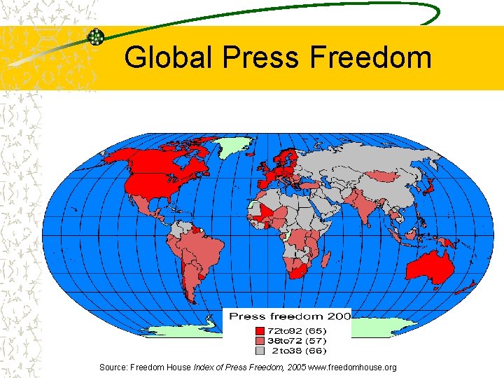 Global Press Freedom Source: Freedom House Index of Press Freedom, 2005 www. freedomhouse. org