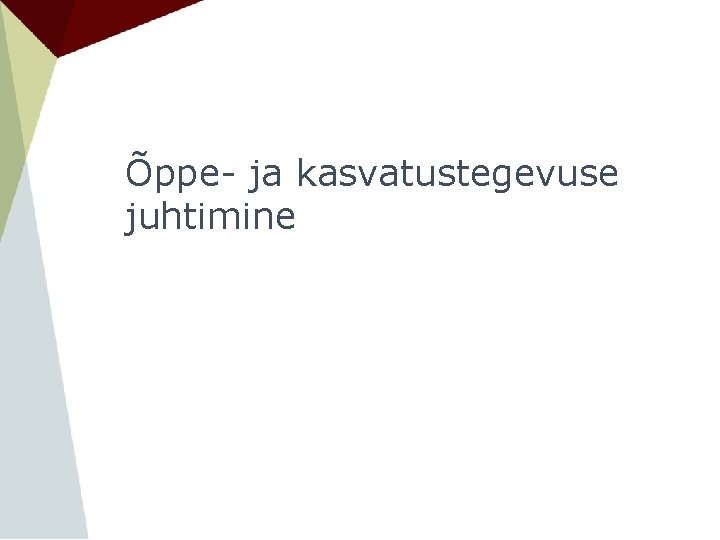 Õppe- ja kasvatustegevuse juhtimine 