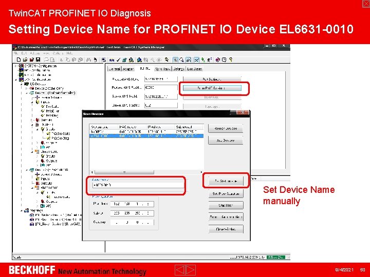 Twin. CAT PROFINET IO Diagnosis Setting Device Name for PROFINET IO Device EL 6631