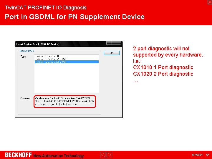 Twin. CAT PROFINET IO Diagnosis Port in GSDML for PN Supplement Device 2 port