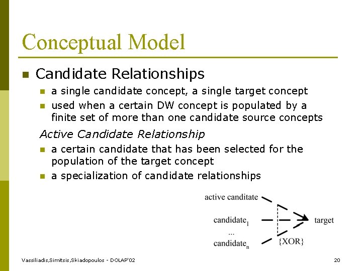 Conceptual Model n Candidate Relationships n n a single candidate concept, a single target