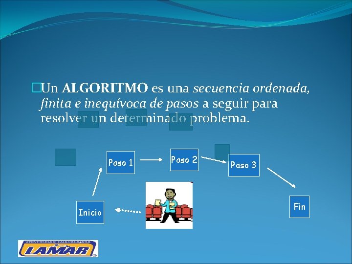 �Un ALGORITMO es una secuencia ordenada, finita e inequívoca de pasos a seguir para