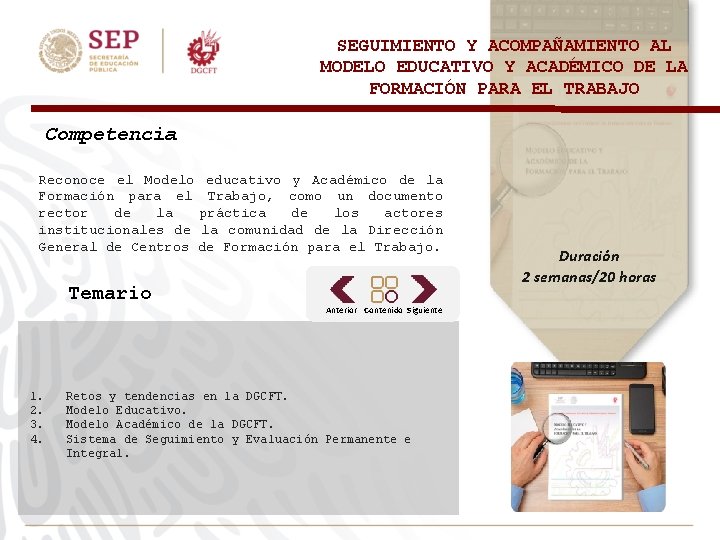 SEGUIMIENTO Y ACOMPAÑAMIENTO AL MODELO EDUCATIVO Y ACADÉMICO DE LA FORMACIÓN PARA EL TRABAJO