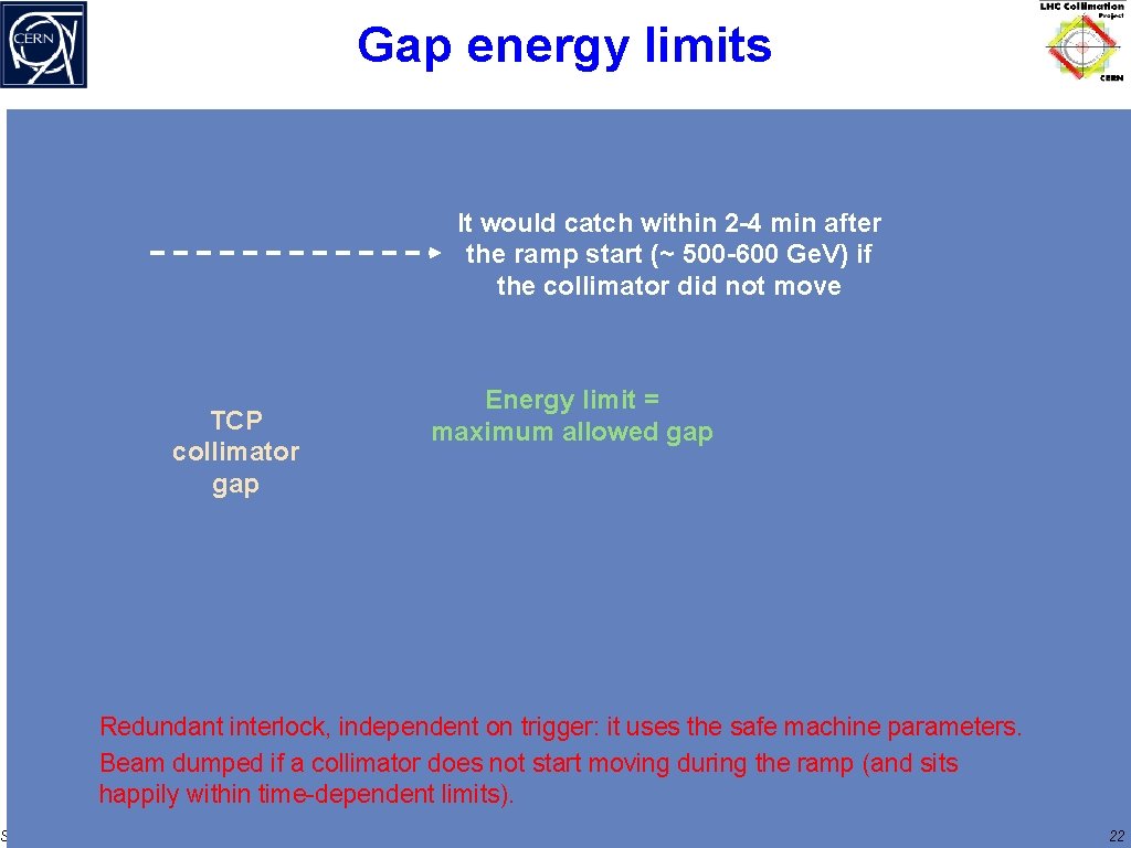 Gap energy limits It would catch within 2 -4 min after the ramp start