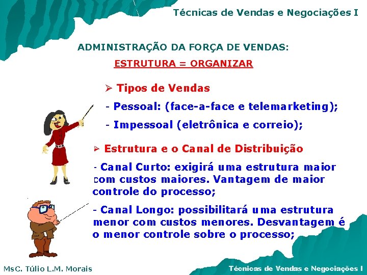 Técnicas de Vendas e Negociações I ADMINISTRAÇÃO DA FORÇA DE VENDAS: ESTRUTURA = ORGANIZAR