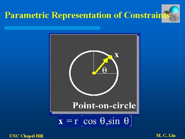 Parametric Representation of Constraints UNC Chapel Hill M. C. Lin 