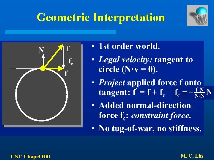 Geometric Interpretation UNC Chapel Hill M. C. Lin 