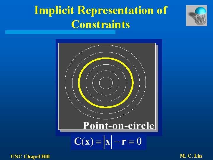 Implicit Representation of Constraints UNC Chapel Hill M. C. Lin 