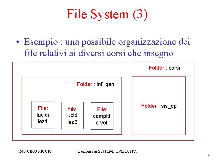 File System (3) • Esempio : una possibile organizzazione dei file relativi ai diversi