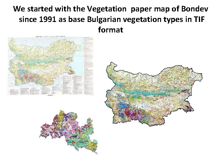 We started with the Vegetation paper map of Bondev since 1991 as base Bulgarian