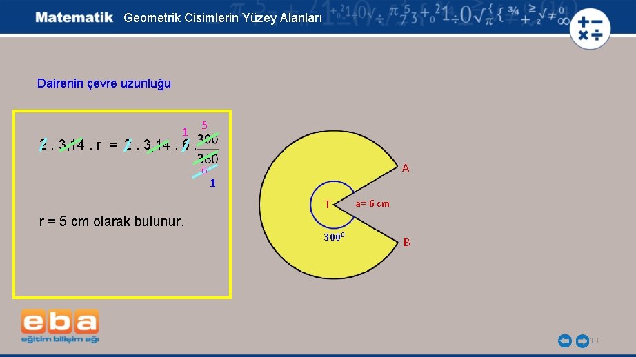 Geometrik Cisimlerin Yüzey Alanları Dairenin çevre uzunluğu 1 5 2. 3, 14. r =