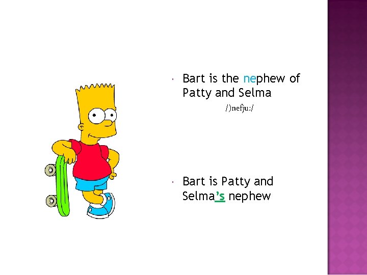  Bart is the nephew of Patty and Selma /)nefju: / Bart is Patty