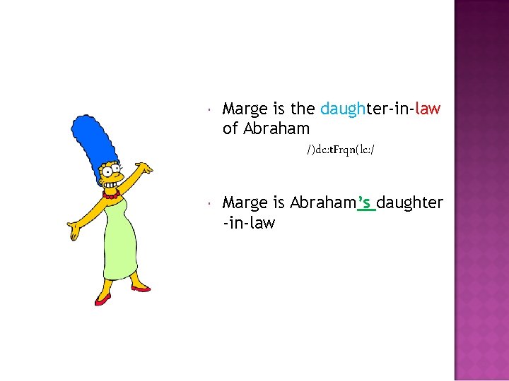  Marge is the daughter-in-law of Abraham /)dc: t. Frqn(lc: / Marge is Abraham’s