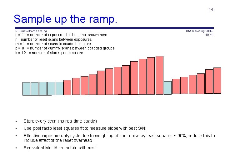 14 Sample up the ramp. NIR wavefront sensing e = 1 = number of