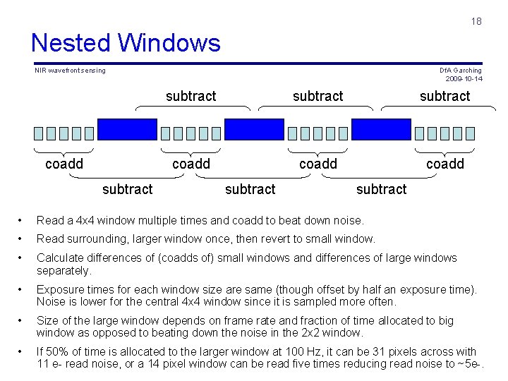 18 Nested Windows NIR wavefront sensing coadd subtract Df. A Garching 2009 -10 -14