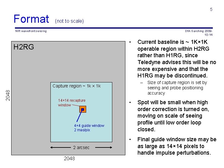 5 Format (not to scale) NIR wavefront sensing Df. A Garching 200910 -14 •