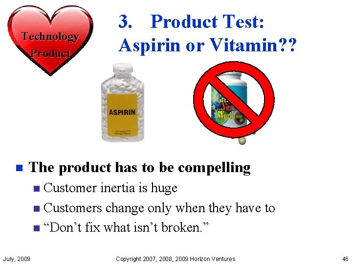 Technology Product n 3. Product Test: Aspirin or Vitamin? ? The product has to