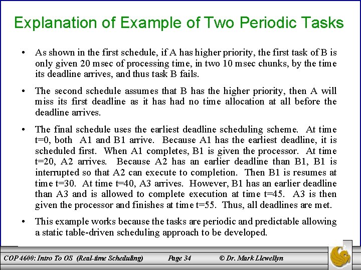 Explanation of Example of Two Periodic Tasks • As shown in the first schedule,