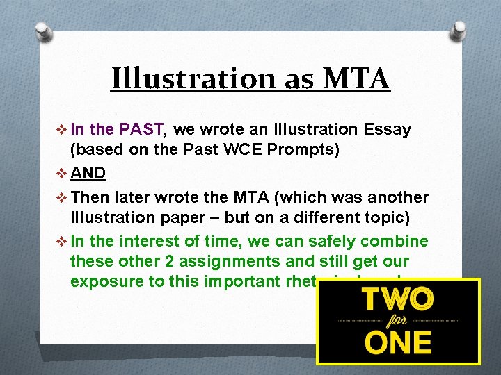 Illustration as MTA v In the PAST, we wrote an Illustration Essay (based on