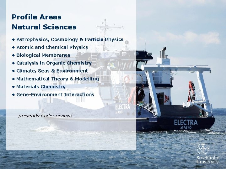 Profile Areas Natural Sciences • Astrophysics, Cosmology & Particle Physics • Atomic and Chemical