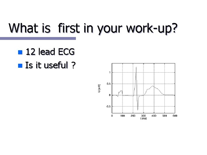 What is first in your work-up? 12 lead ECG n Is it useful ?