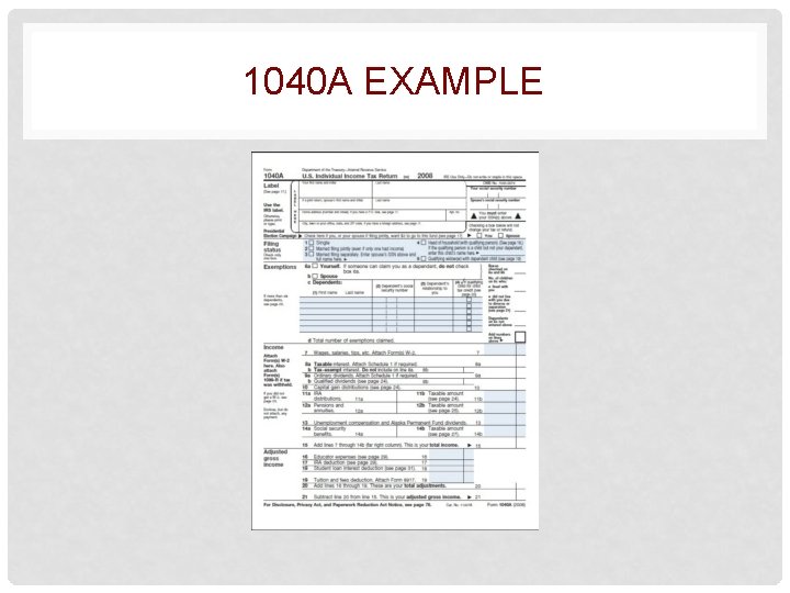 1040 A EXAMPLE 