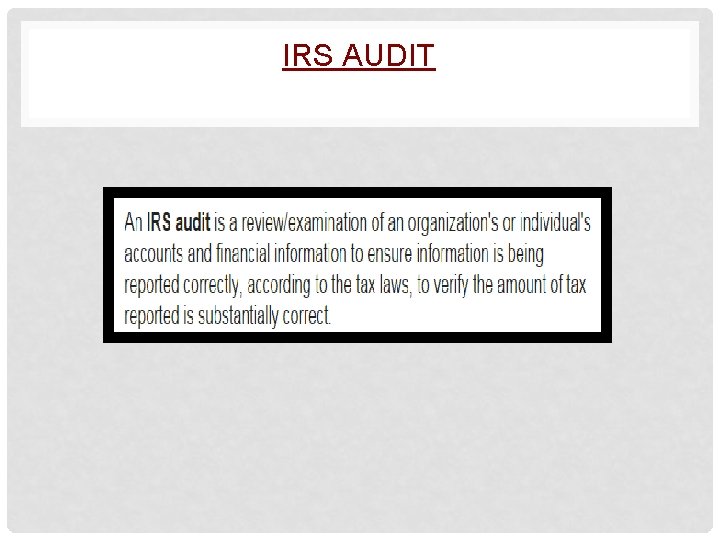 IRS AUDIT 